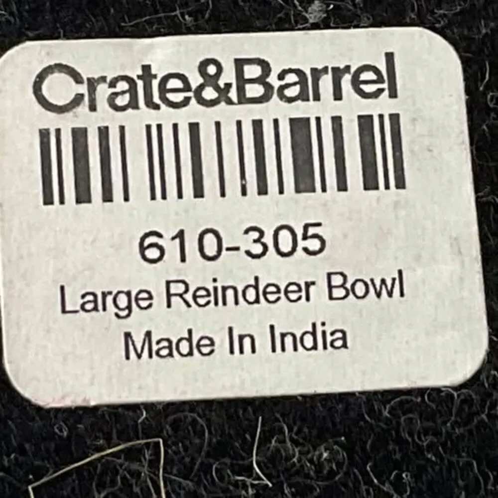 Crate & Barrel Reindeer Bowl 9” Silver Tone Fruit Cabin Christmas Holiday Lodge